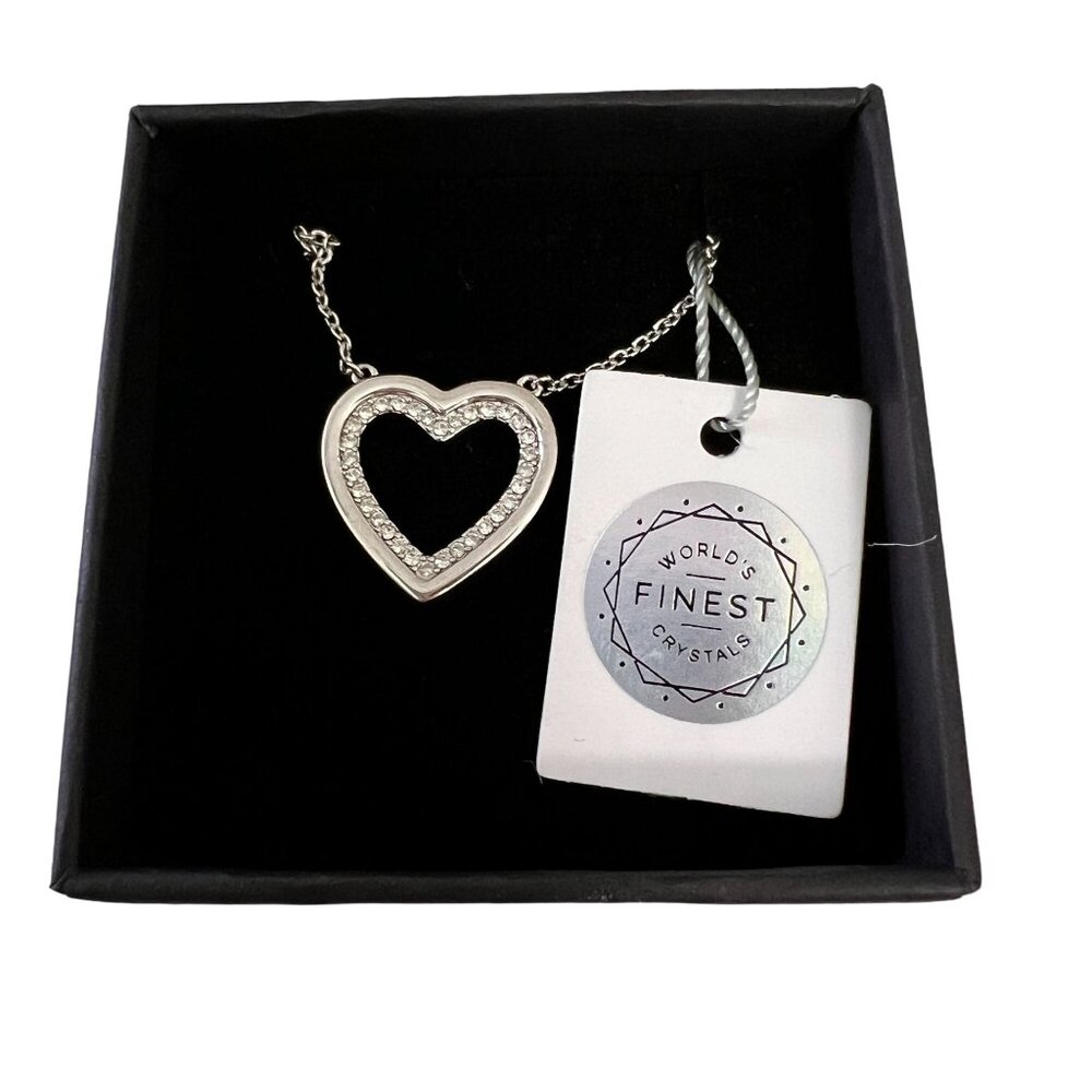 NIB Nic & Syd Graceful Heart Necklace Rhodium Plated Brass Crystals Gift… - Picture 8 of 10